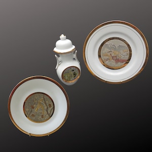 3 x The Art of Chokin 24kt Gold Edged Porcelain