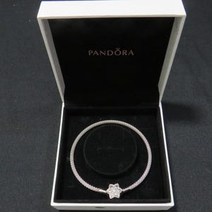 Authentic Pandora Sterling Silver Shine Bright Star Clasp Mesh Bracelet with Original Box