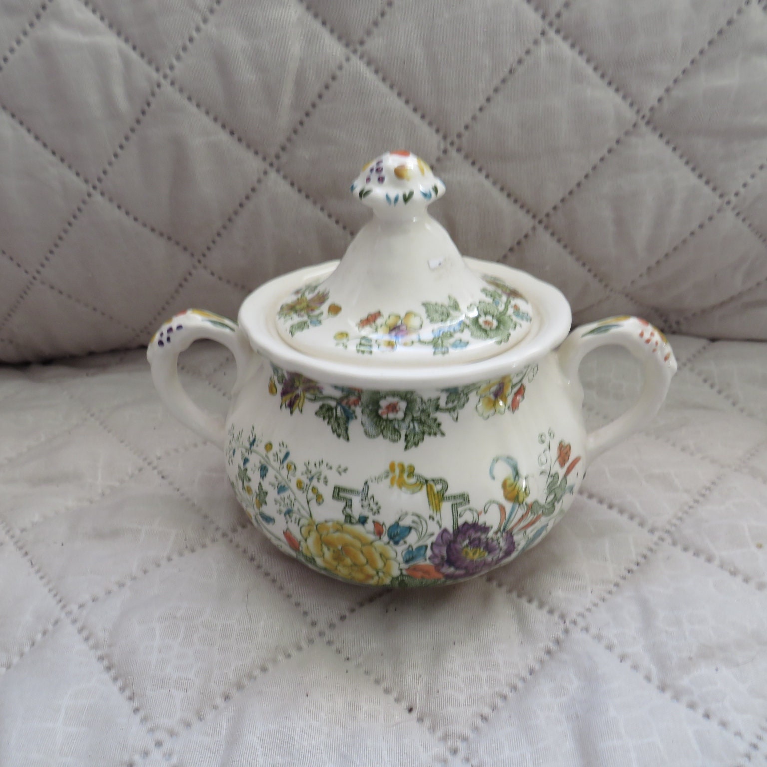 Mason's Strathmore Pattern Sugar Bowl With Lid