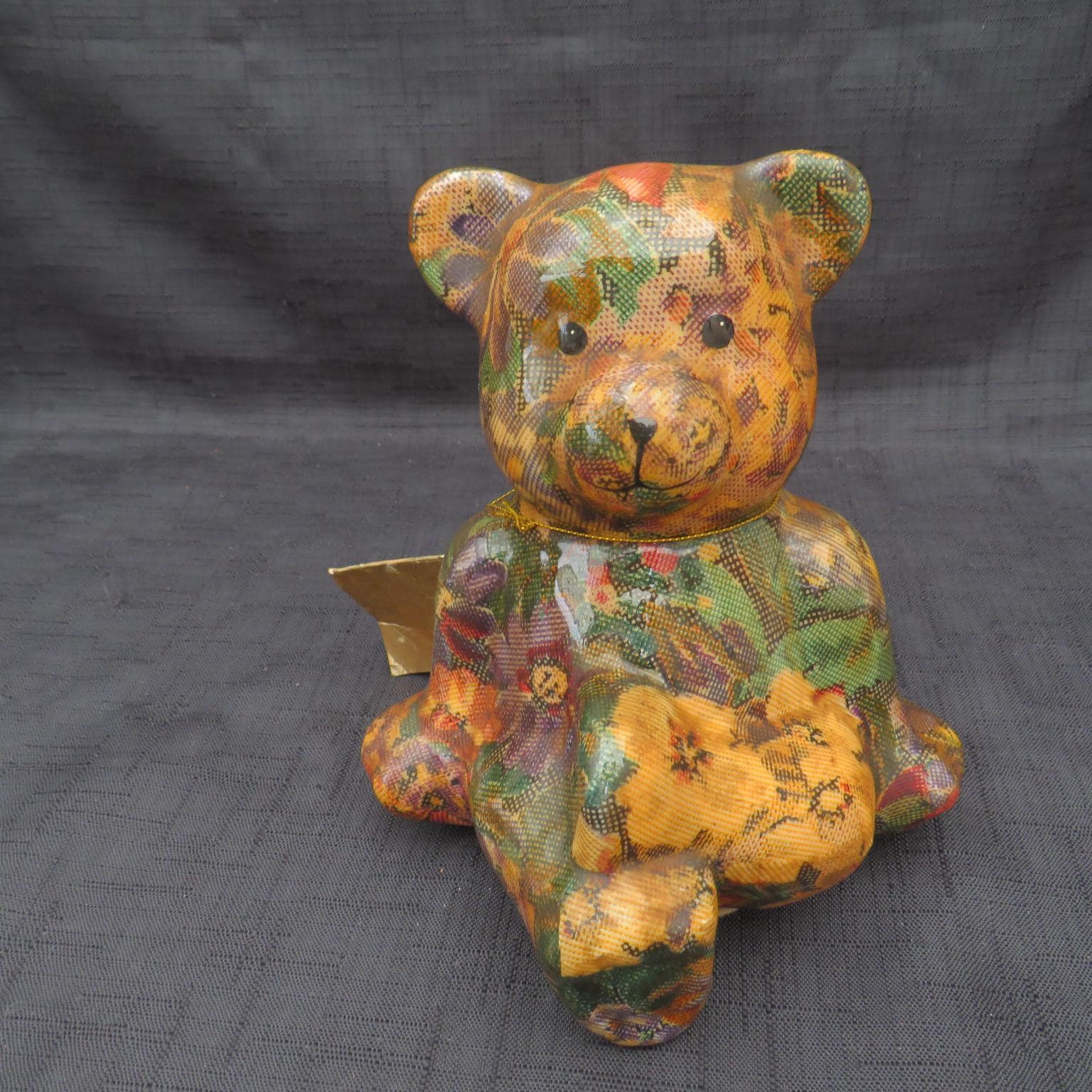 Vintage Joan Baker Designs Decoupage Porcelain Patchworks Teddy