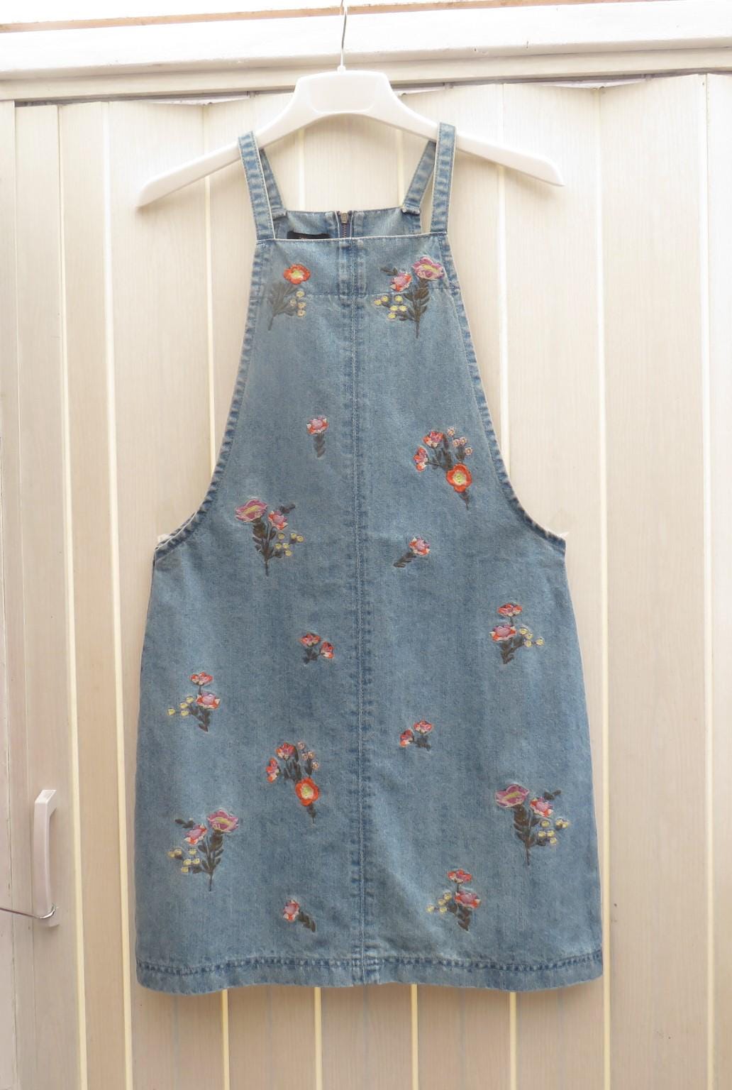 sachin and babi light blue dress Matalan Embroidered Denim Pinafore Dress Size 10