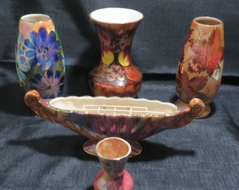 Vintage J.Fryer & Son Oldcourt Ware Hand Painted Lustreware Vase