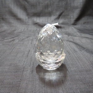 Vintage Faceted Crystal Egg Paperweight with Detachable Base