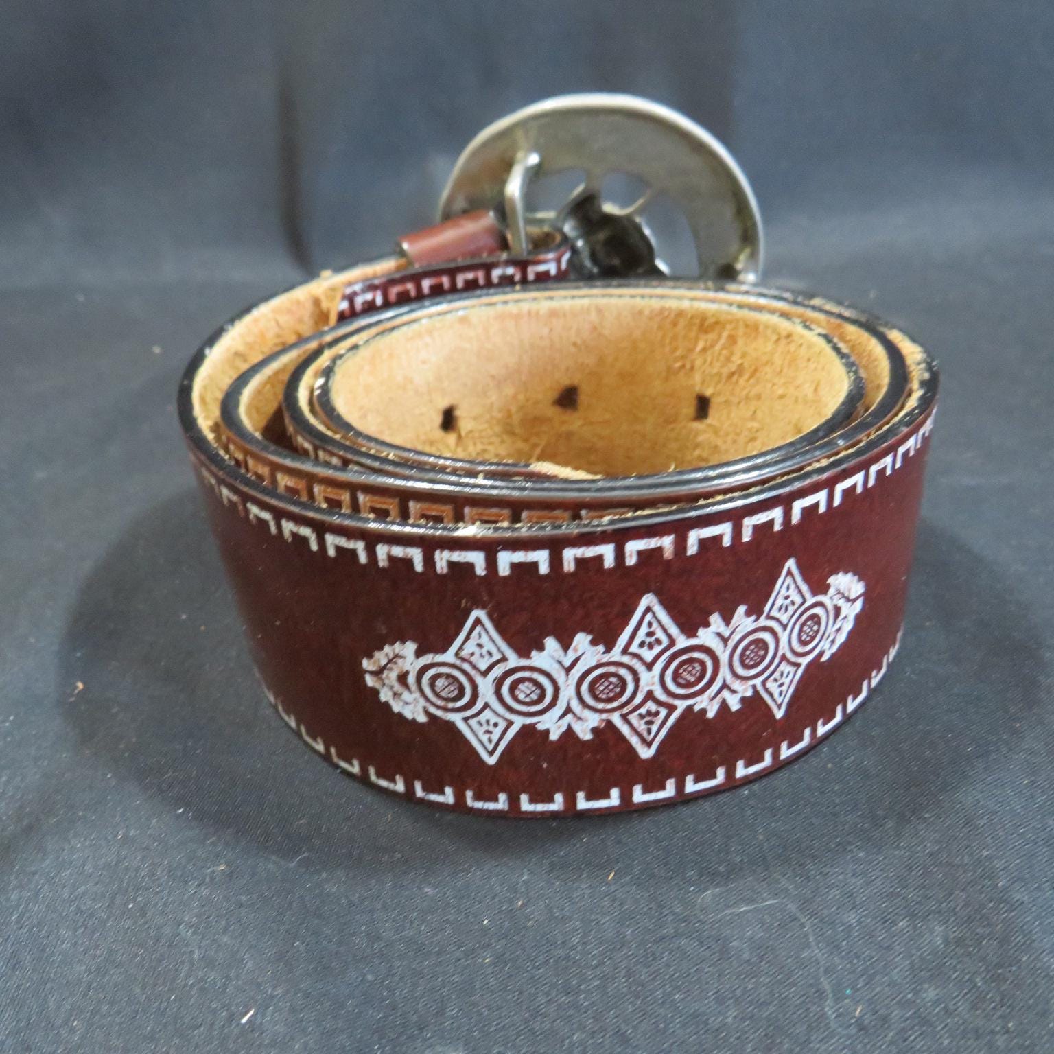 Vintage Horse Head & Horseshoe Belt With Tooled Leather  display picture 2