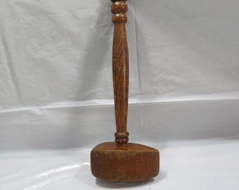 Vintage Solid Wood Gavel – Turned Handle Ceremonial Mallet, Judge or Auctioneer Tool