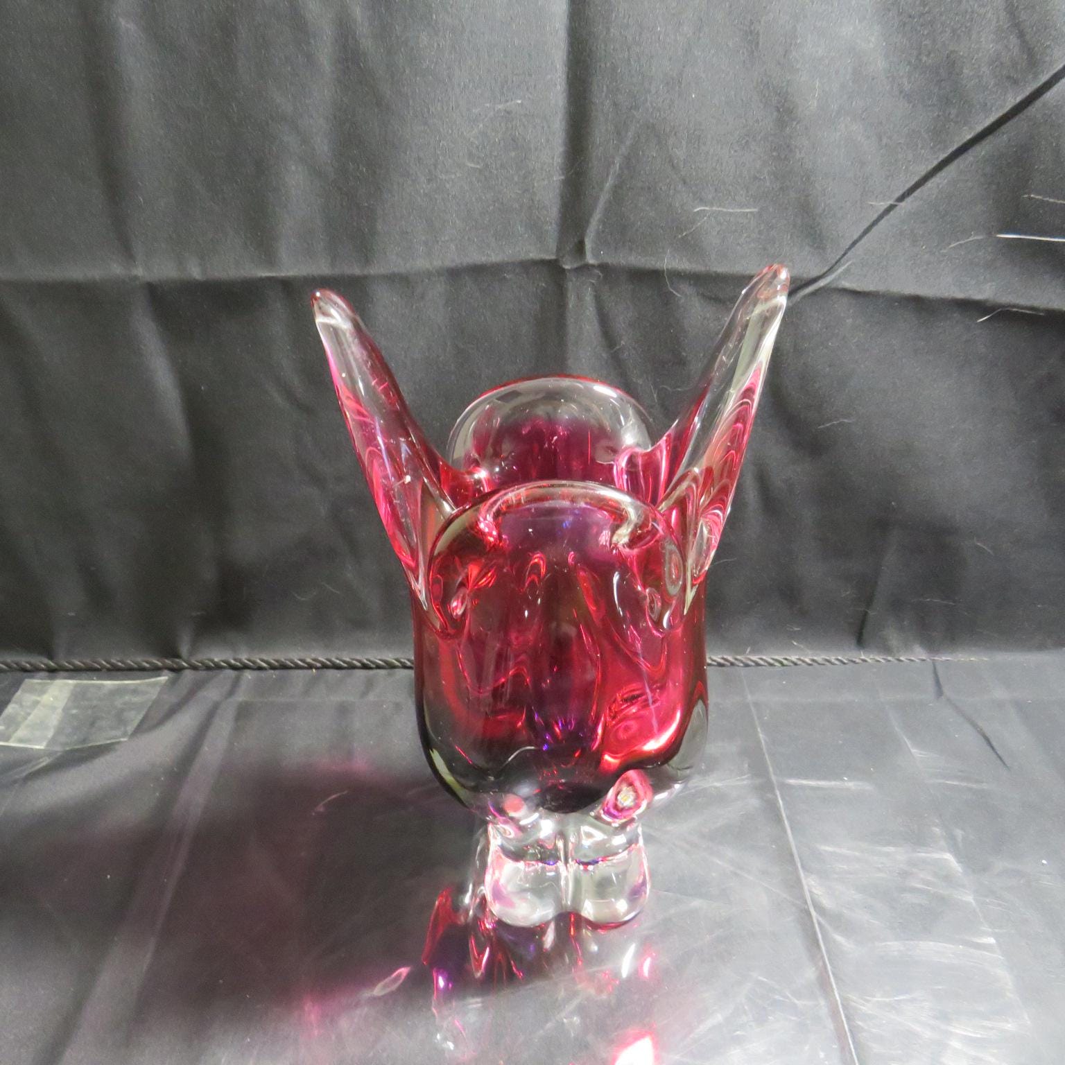Vintage Josef Hospodka Czech Bohemian Art Glass Ruby Red Vase