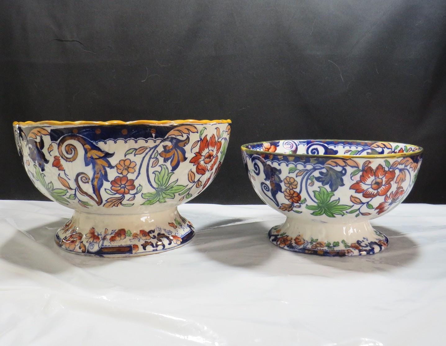 2 X Antique Amherst Japan Hand-painted Ironstone Bowls - Etsy