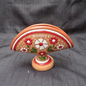 Vintage handgemachte Spathas Rhodos griechische Keramik Terrakotta Serviettenhalter