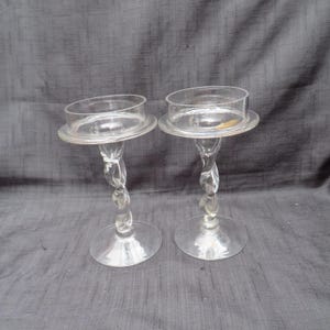 Pair of Eternalle Glass Twisted Candle Holders