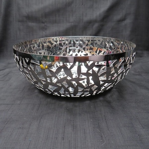 Vintage Alessi Italy Inox 18/10 M.Sansoni 2002 Metall Ausschnitt Korb Obstschale