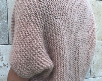 Seelenwärmer Cardigan Alpaka/Seide handgestrickt