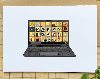 Video Call themed Birthday Card