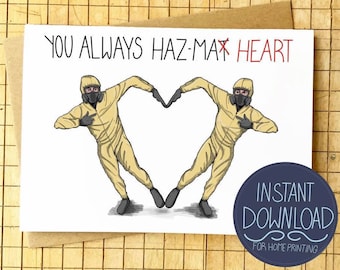 Printable Funny Anniversary Card - "You always Haz-Ma Heart" Pun Anniversary Card