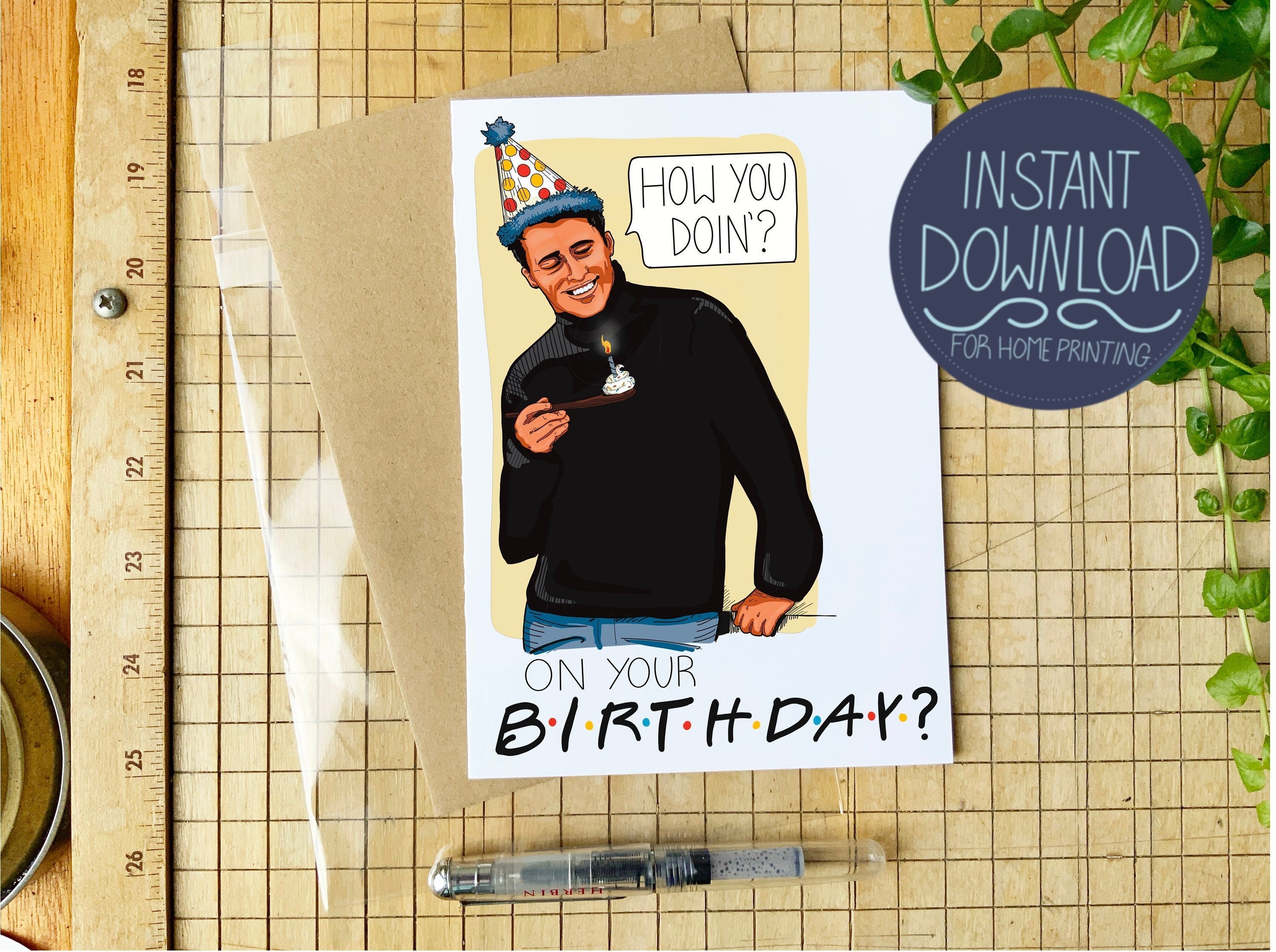 printable joey birthday card funny friends themed birthday etsy