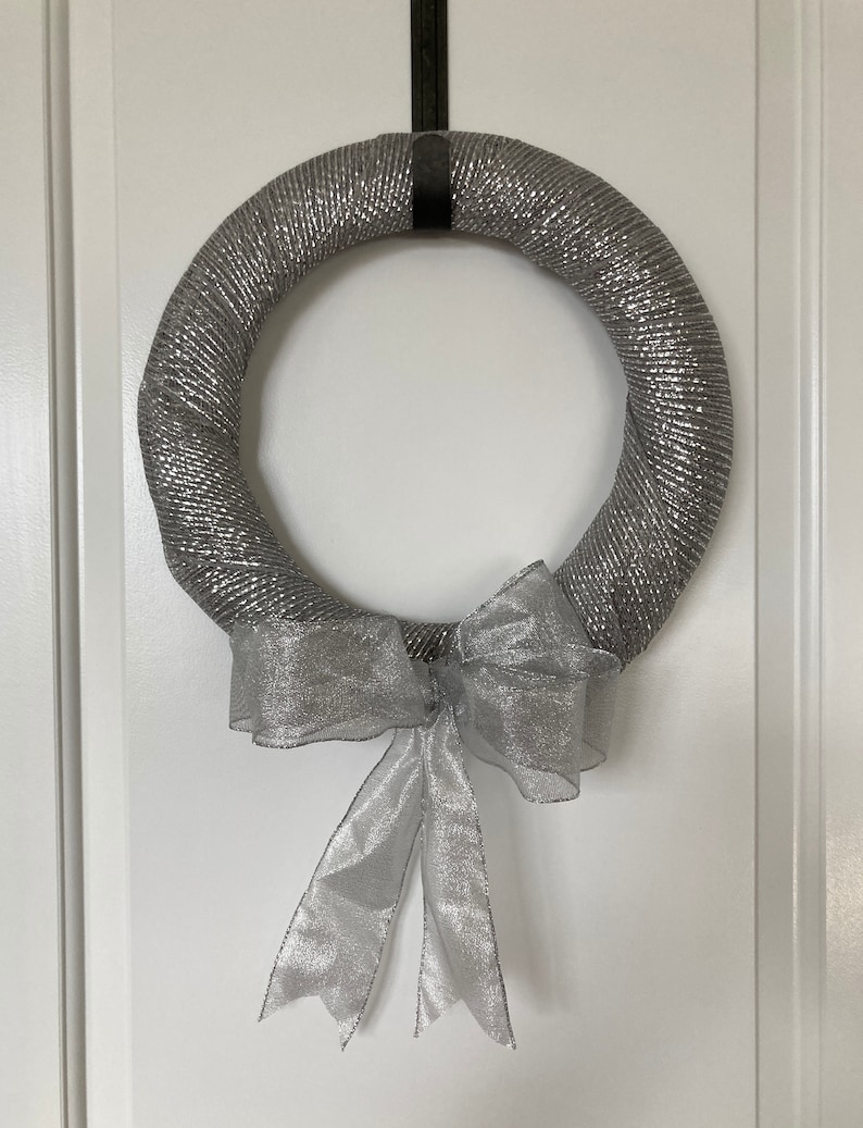 14quot; Silver Mesh San Mail order Antonio Mall Wreath with Bow