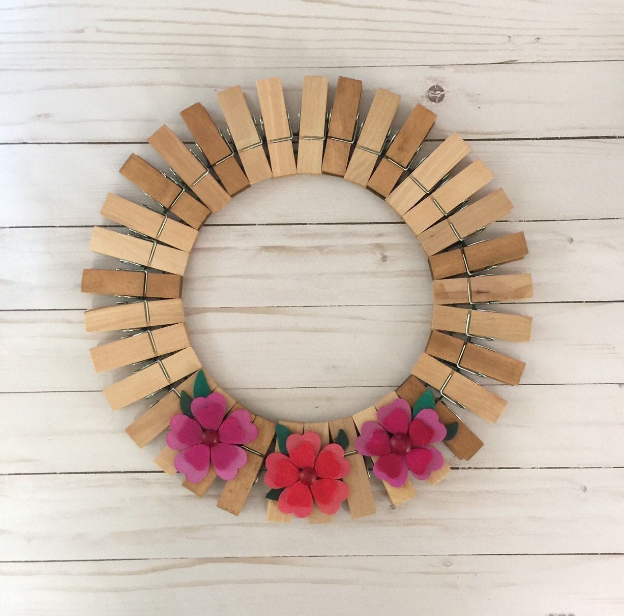 Wreath Simple Natural Wood With Bright Flowers Etsy