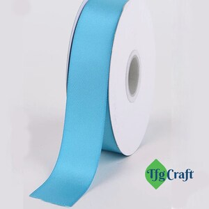 Wstążka satynowa w kolorze turkusowym | Wstążka jasnoniebieska cięta na wymiar | Wstążka dwustronna