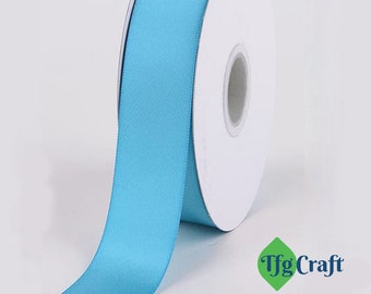 Turquoise Satin Ribbon | Light Blue Ribbon by the yard | Double Faced Ribbon