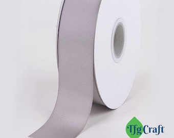 Grey Satin Ribbon | Ribbon by the yard | Double Faced Ribbon