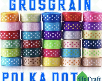100 Yard Grosgrain Ribbon Polka Dot | Grosgrain Ribbon Per roll | Double Face Ribbon | 1 1/2 inches wide