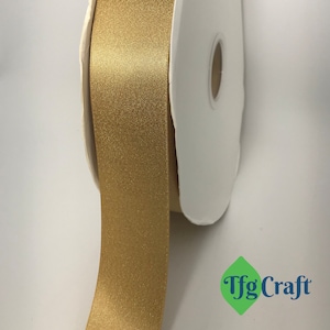Gold Metallic Glitter Ribbon | Ribbon by the yard | Double Face Ribbon