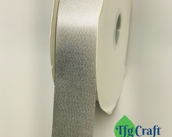 Silver Metallic Glitter Ribbon | Ribbon by the yard | Double Face Ribbon