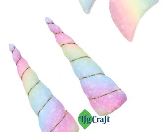 5" Unicorn Horn | 5" Pastel Rainbow Unicorn Horn and Ear | Candy Rainbow Unicorn | DIY Unicorn Supplies | Unicorn Party | Unicorn Birthday