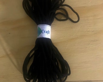 Black Round Elastic Cord For Face Masks | Crafts | Beading | Bracelet | Super Soft Elastic Cord | Ear Tie Rope | Black elastic