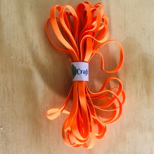 Orange Elastic Cord | Braided Flat| For Face Masks | Crafts | Beading | 5 mm | Ear Tie Rope | orange Elastics | Ship from USA