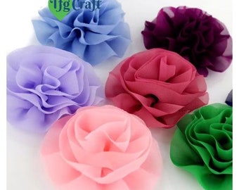 3.5" Chiffon Flower| Small Fabric Flower| Headband Making Supplies |Shabby Chic Chiffon Flower Head| DIY Hair Accessories Flower