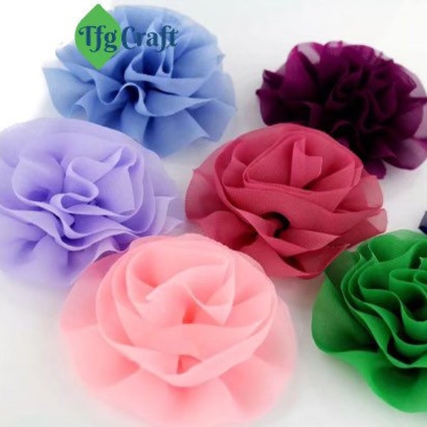 3.5" Chiffon Flower| Small Fabric Flower| Headband Making Supplies |Shabby Chic Chiffon Flower Head| DIY Hair Accessories Flower