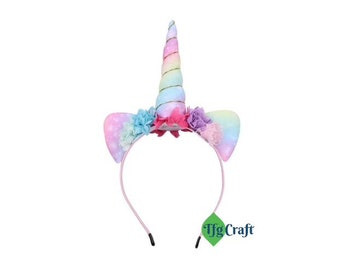 Pastel Rainbow Unicorn Headbands With Flowers | Unicorn Headbands | Unicorn hairbands  | Unicorn Birthday