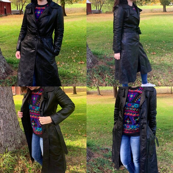 Vintage Women’s Black Leather Trench Coat