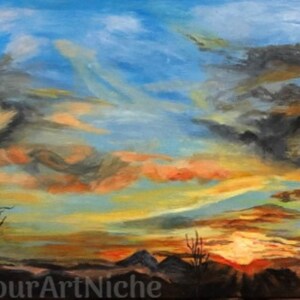 CUSTOM ORIGINAL ACRYLIC  on Canvas, Original Sunrise Painting, Custom Wall Decor