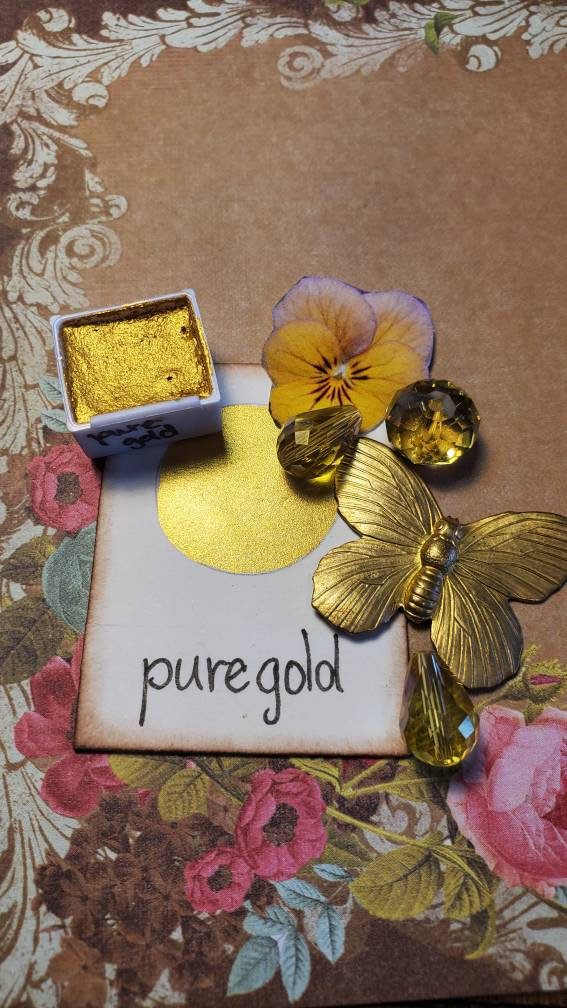 Pure Gold, Metallic, shimmering, handmade watercolor paint for painting