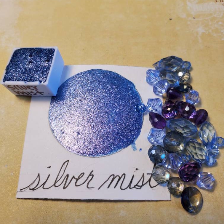 Silver Mist, Metallic, shimmering, handmade watercolor paint for