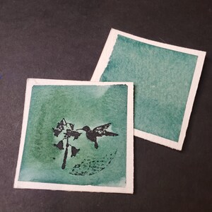Hosta, una pittura ad acquerello opaca realizzata a mano per pittura, tecniche miste, scrapbooking su carta e timbratura.