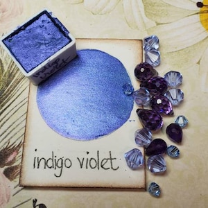 Indigo Violet, pittura ad acquerello metallizzata e scintillante, realizzata a mano, per pittura, tecniche miste, scrapbooking su carta e timbratura.