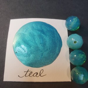 Teal, Metallic, shimmering, handmade watercolor paint for painting, mixed media and paper scrapbooking, and stamping.