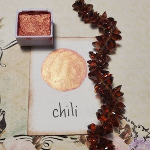 Chili Metallic, luccicante pittura ad acquerello fatta a mano per pittura, tecnica mista, scrapbooking su carta e stampaggio.