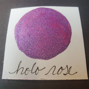 Holo Rose, pittura ad acquerello olografica metallica, luccicante, fatta a mano per pittura, tecnica mista, scrapbooking su carta e stampaggio.