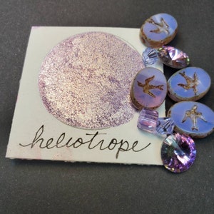 Heliotrope, glittery, Metallic, shimmering, handmade watercolor paint for painting, mixed media and paper scrapbooking, and stamping.