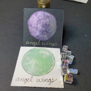 Angel Wings, fantasma Metallico, scintillante, vernice ad acquerello fatta a mano per pittura, tecnica mista e scrapbooking di carta e calligrafia.