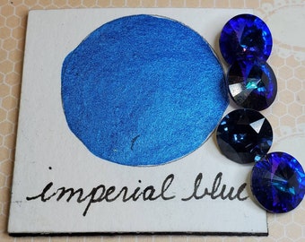 Imperial Blue, Metallic, shimmering, handmade watercolor paint for painting, mixed media and paper scrapbooking, and stamping.