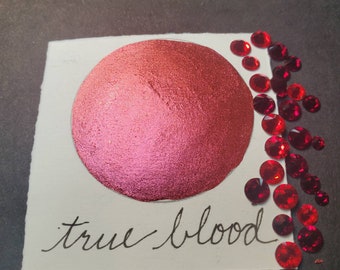 True Blood, Metallic, shimmering, handmade watercolor paint for painting, mixed media and paper scrapbooking, and calligraphy.