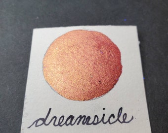 Dreamsicle Peach Watercolor Paint, Gold Shimmer, Handmade