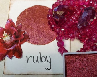 Ravishing Ruby, Metallic, shimmering, handmade watercolor paint for painting, mixed media and paper scrapbooking, and stamping.