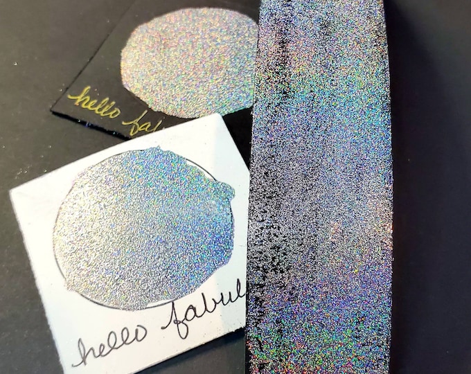 Featured listing image: Hello Fabulous, holographic, Metallic, shimmering, handmade watercolor paint for painting, mixed media and paper scrapbooking, and stamping.