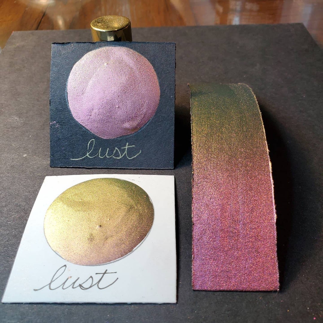 Lust, Metallic, shimmering, handmade watercolor paint for painting, mixed  media and paper scrapbooking, and calligraphy.