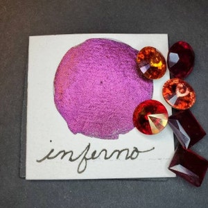 Inferno, metallic, colorshifting, shimmery, handmade watercolor paint for painting, calligraphy, papercrafting and mixed media.